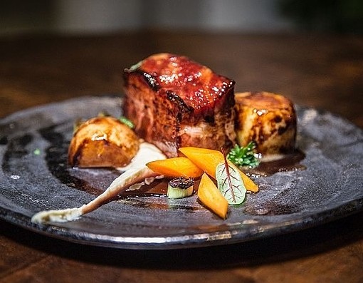 Plated beef dish